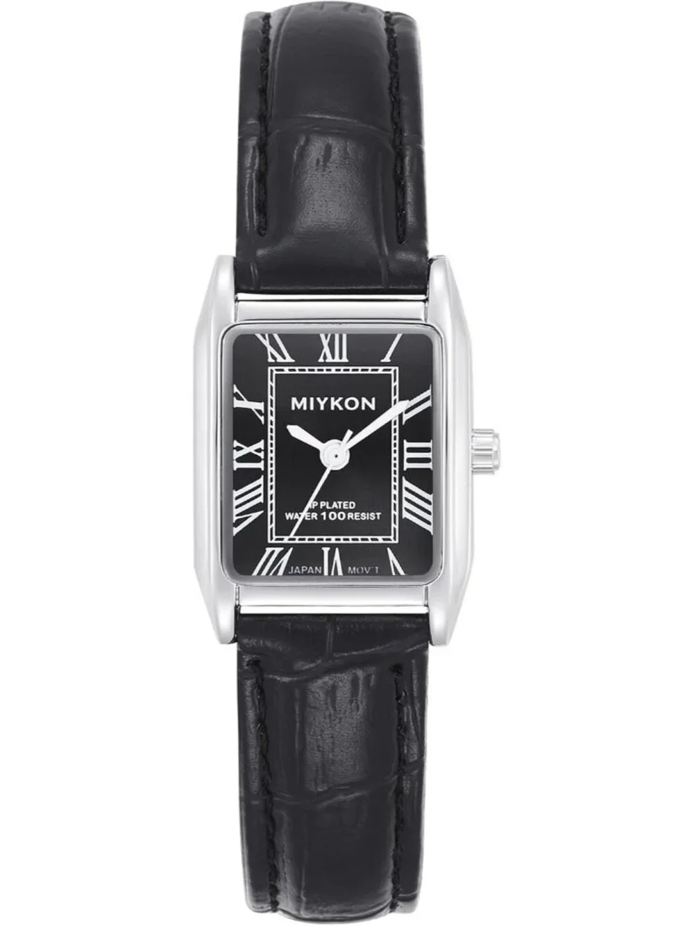 Women's Roman Silver Case Black Dial Dainty Vintage Tank Classic Square Watches